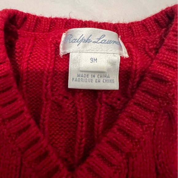 Ralph Lauren Red Cable Knit Sweater Vest Ralph Lauren Christmas size 9 months - Picture 3 of 7